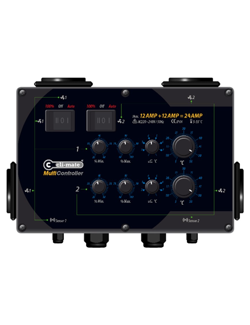 Multi Controlador Cli-Mate de Temperatura, Histeresis 2x12 Amp
